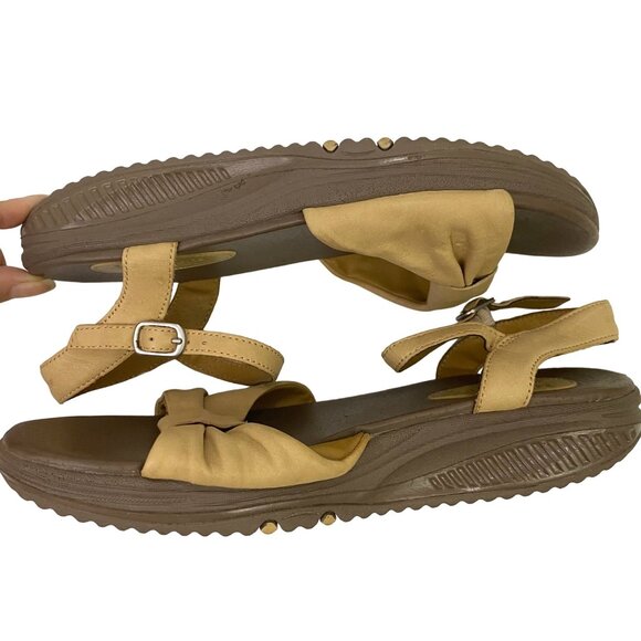Skechers Shape-Ups 24918 Leather Camel Tan Sandals Ankle Straps Walking Size 7.5 - Picture 5 of 15